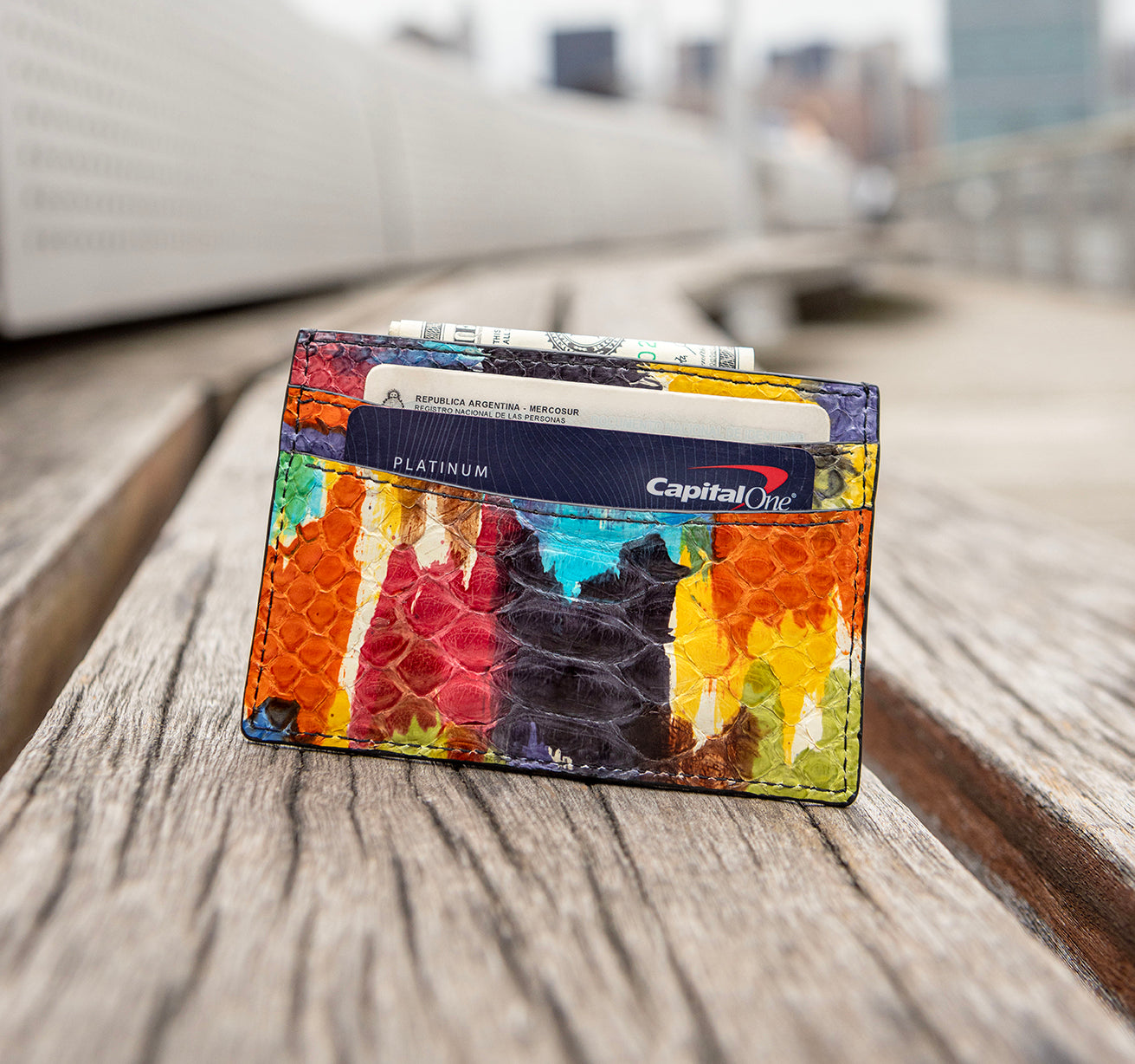 Wallet rainbow cocodrile leahter