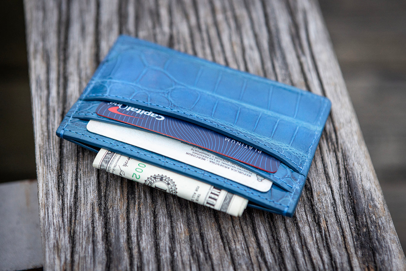 Wallet Blue crocodile  leahter