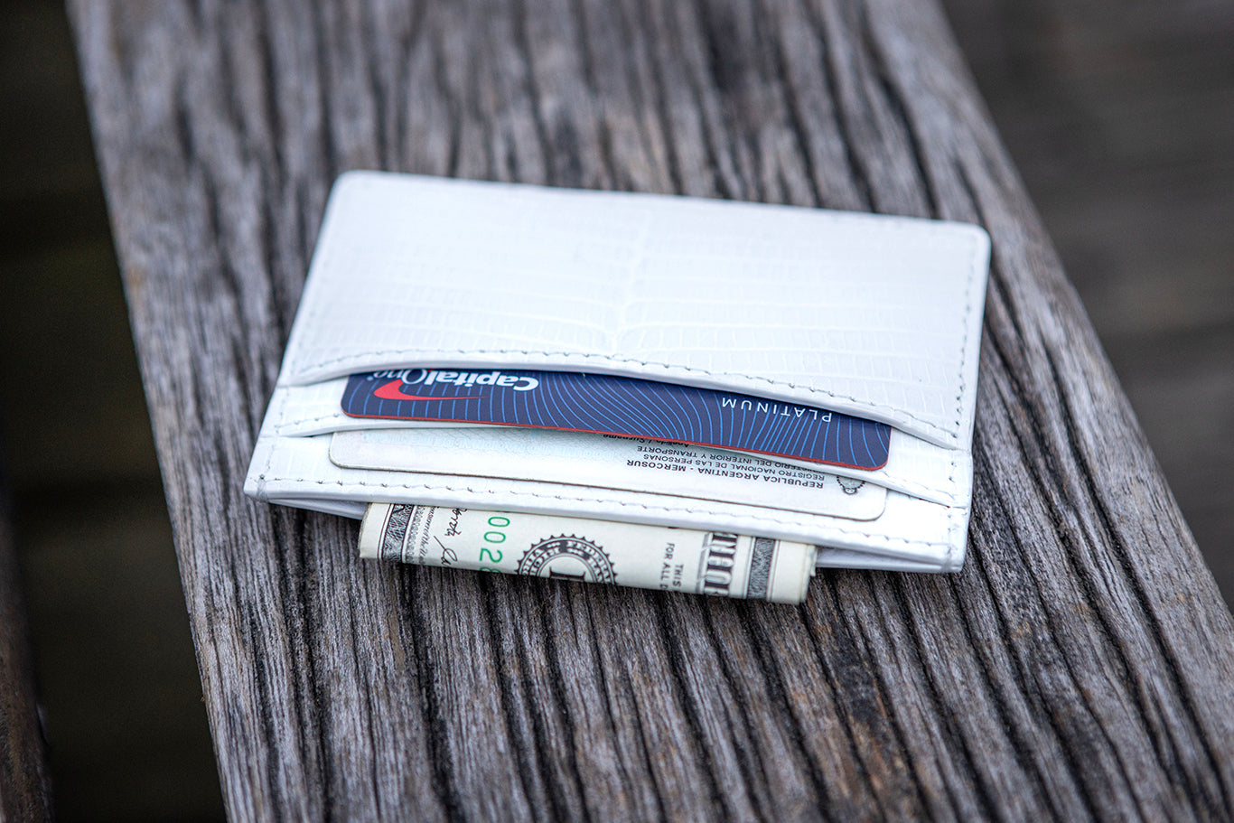 Wallet white  cocodrile leahter